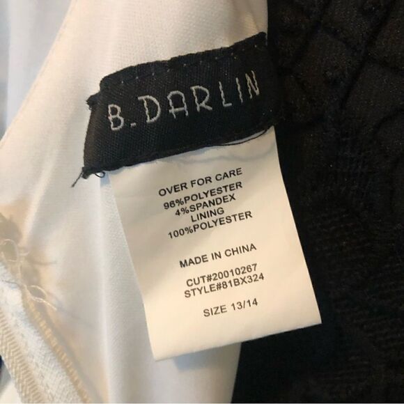 NWT B. Darlin Draped One Sleeve White Short Dress Zipper Ruffles Lined Size13/14 - Picture 3 of 4